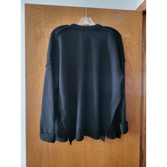 Brochu Walker Ribbed Soft Cozy Wool Luxury Cashmere Open Black Cardigan GUC L - Picture 3 of 5